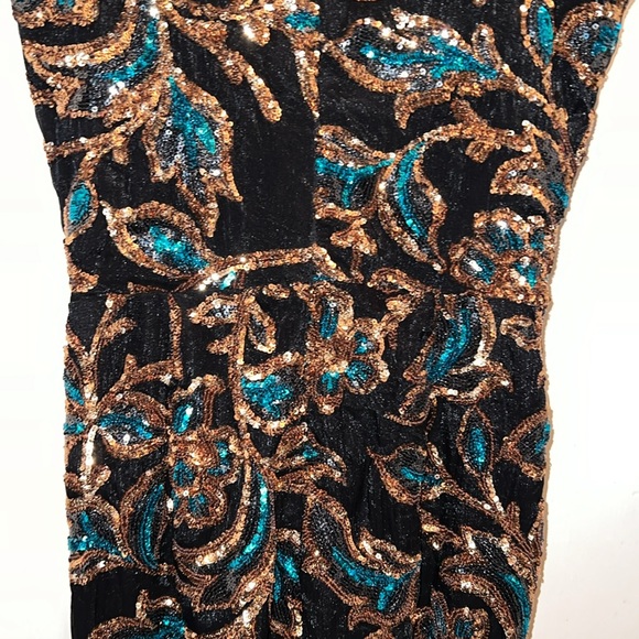 Dress the Population sequined sleeveless fitted dress small black gold - Picture 9 of 11